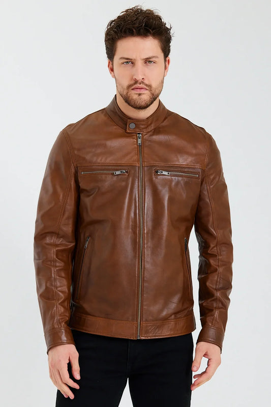Men's Genuine Brown Leather Jacket MLJ 53