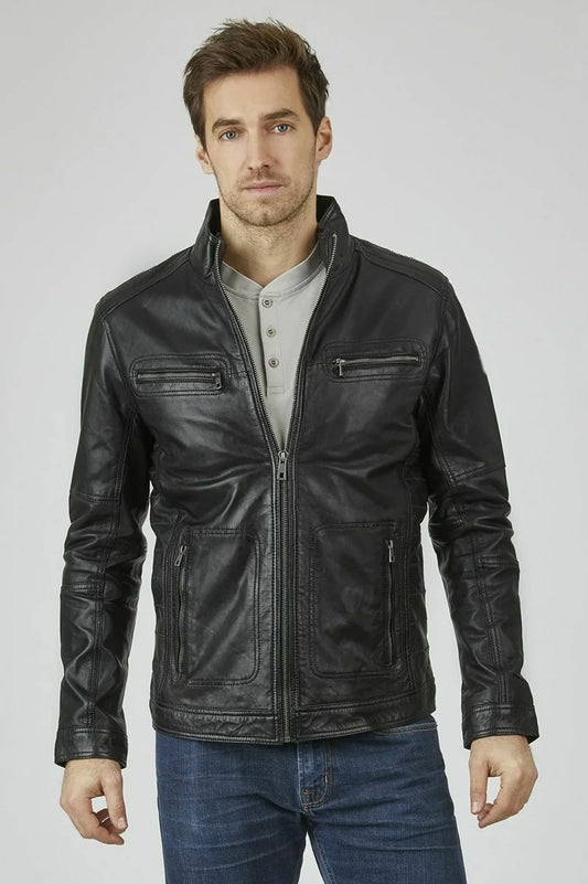 Men's Genuine Black Leather Jacket MLJ 54