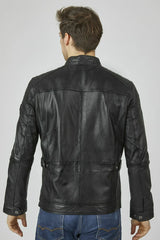 Men's Genuine Black Leather Jacket MLJ 55