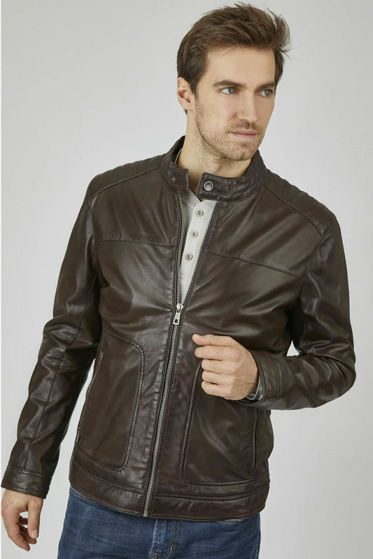 Men's Genuine Brown Leather Jacket MLJ 56