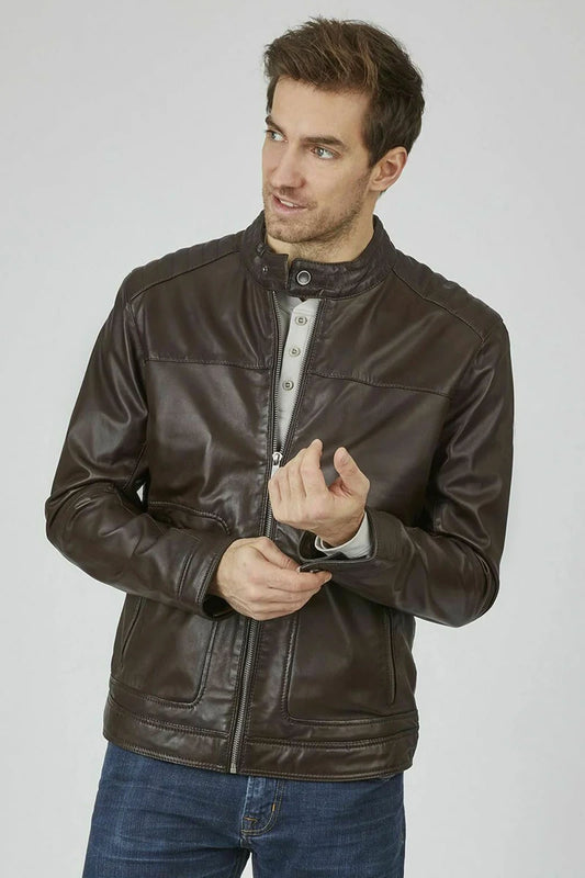 Men's Genuine Brown Leather Jacket MLJ 56
