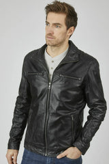 Men's Genuine Black Leather Jacket MLJ 57