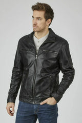 Men's Genuine Black Leather Jacket MLJ 57