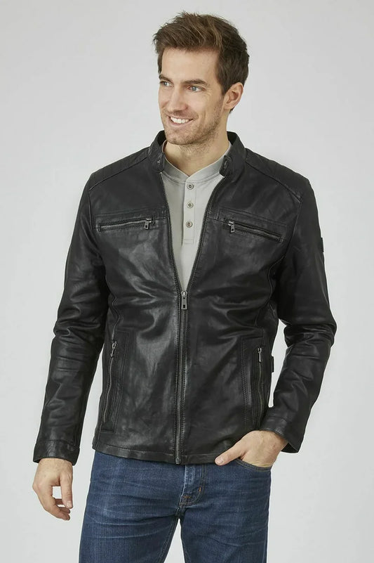 Men's Genuine Black Leather Jacket MLJ 58