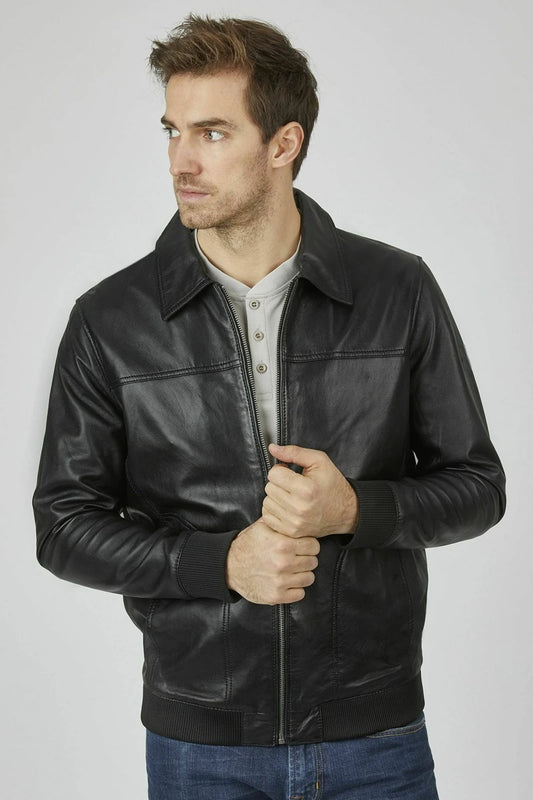 Men's Genuine Black Leather Jacket MLJ 59