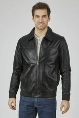 Men's Genuine Black Leather Jacket MLJ 59