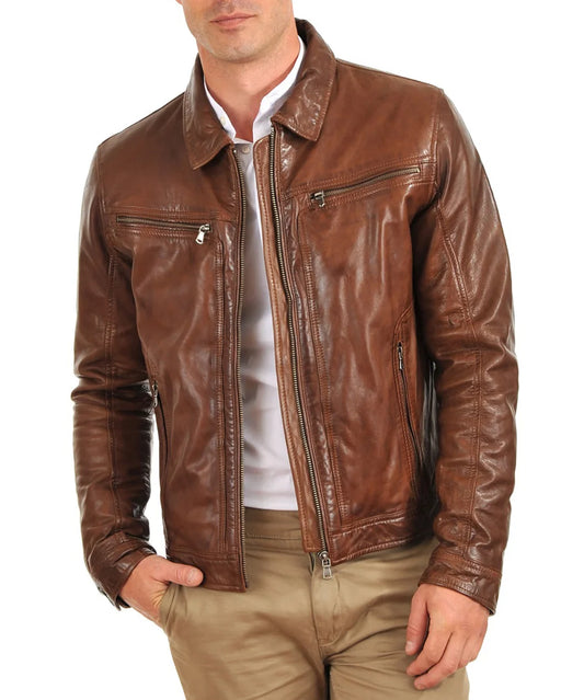 Men's Genuine Leather Jacket MJ 45