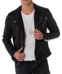 Men's Genuine Leather Jacket MJ 49