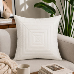 Genuine Leather Square Cushion Cover White Stitch