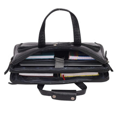 Álvaro : Genuine Leather Laptop Office Bag Black