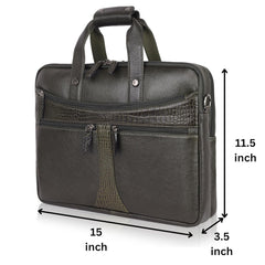 LUXOR : Genuine Leather Laptop Office Bag Green
