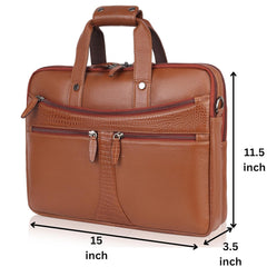 Luxor : Genuine Leather Laptop Office Bag Tan