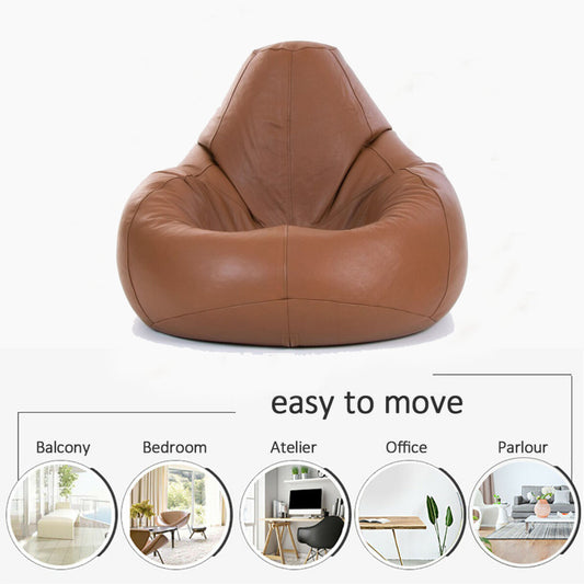 Premium Tan Genuine Leather Bean Bag Chair