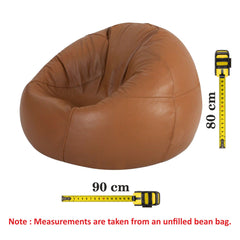 Genuine Cowhide Leather Beanbag Tan