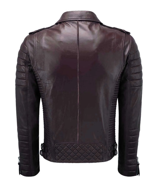 Men’s Genuine Leather Biker Jacket Brown