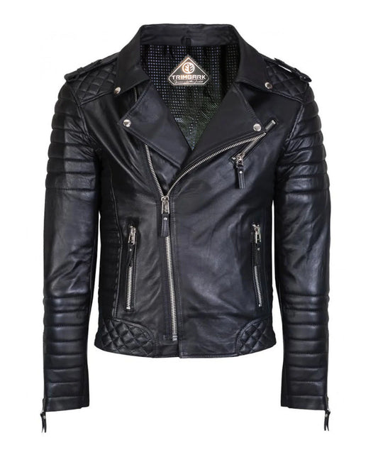 Men’s Genuine Leather Motorcycle Jacket Black