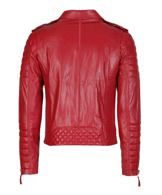 Men’s Genuine Leather Motorcycle Jacket Red