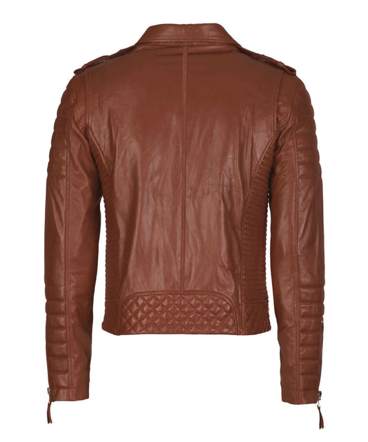Men’s Genuine Leather Motorcycle Jacket Tan