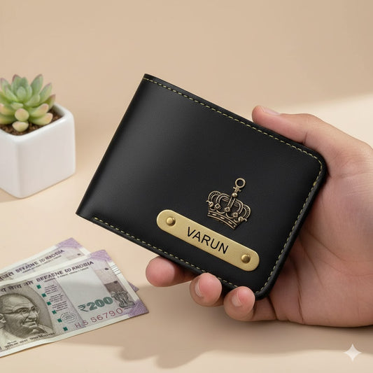 Customized Men's Leather Wallet Black