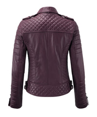 Women’s Genuine Leather Biker Jacket Wine