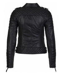 Women’s Genuine Leather Moto Jacket Black