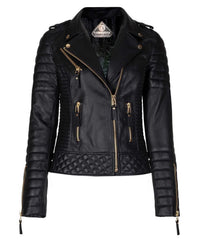 Women’s Genuine Leather Motorcycle Jacket Black