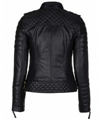 Women’s Genuine Leather Motorcycle Jacket Black