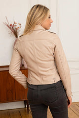 Women's Genuine Beige Leather Jacket WLJ 02