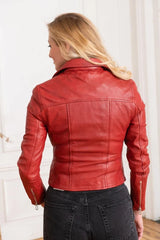 Women's Genuine Red Leather Jacket WLJ 06