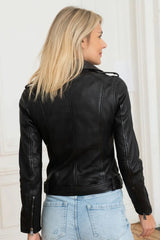 Women's Genuine Black Leather Jacket WLJ 09
