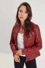 Women's Genuine Red Leather Jacket WLJ 16