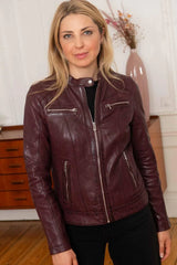 Women's Genuine Wine Leather Jacket WLJ 18