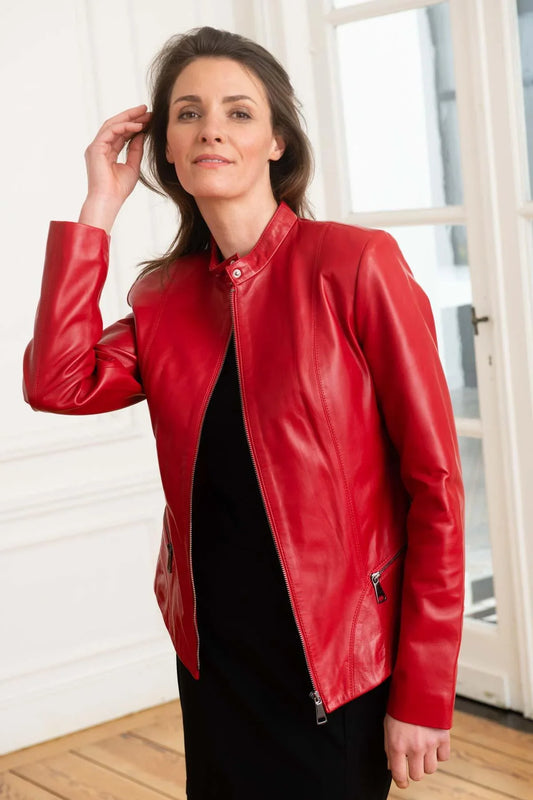 Women's Genuine Red Leather Jacket WLJ 32