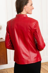 Women's Genuine Red Leather Jacket WLJ 32