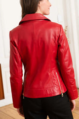 Women's Genuine Red Leather Jacket WLJ 35