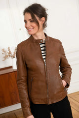 Women's Genuine Brown Leather Jacket WLJ 36