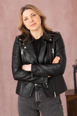 Women's Genuine Black Leather Jacket WLJ 39