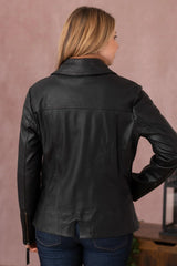 Women's Genuine Black Leather Jacket WLJ 41