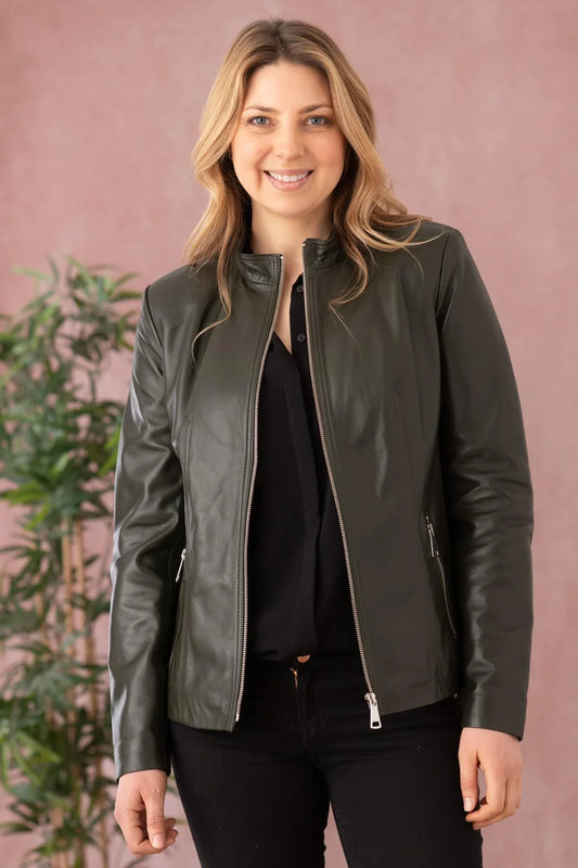 Women's Genuine Green Leather Jacket WLJ 42