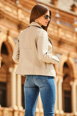 Women's Genuine Beige Leather Jacket WLJ 49