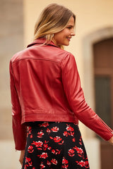 Women's Genuine Red Leather Jacket WLJ 53