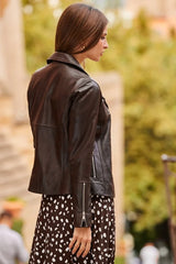 Women's Genuine Brown Leather Jacket WLJ 54
