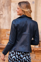 Women's Genuine Blue Leather Jacket WLJ 55