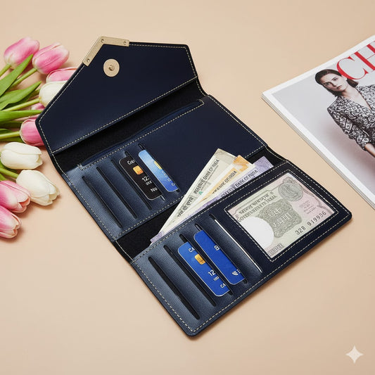 Customized Women’s Leather Clutch Wallet Blue